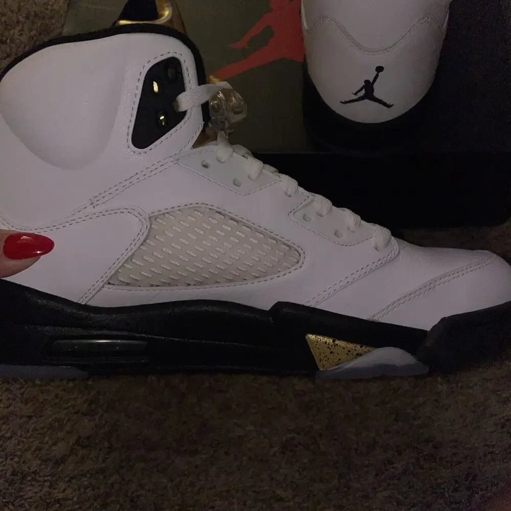 Size 10 - Air Jordan 5 Retro Olympic New In Box White Black Gold